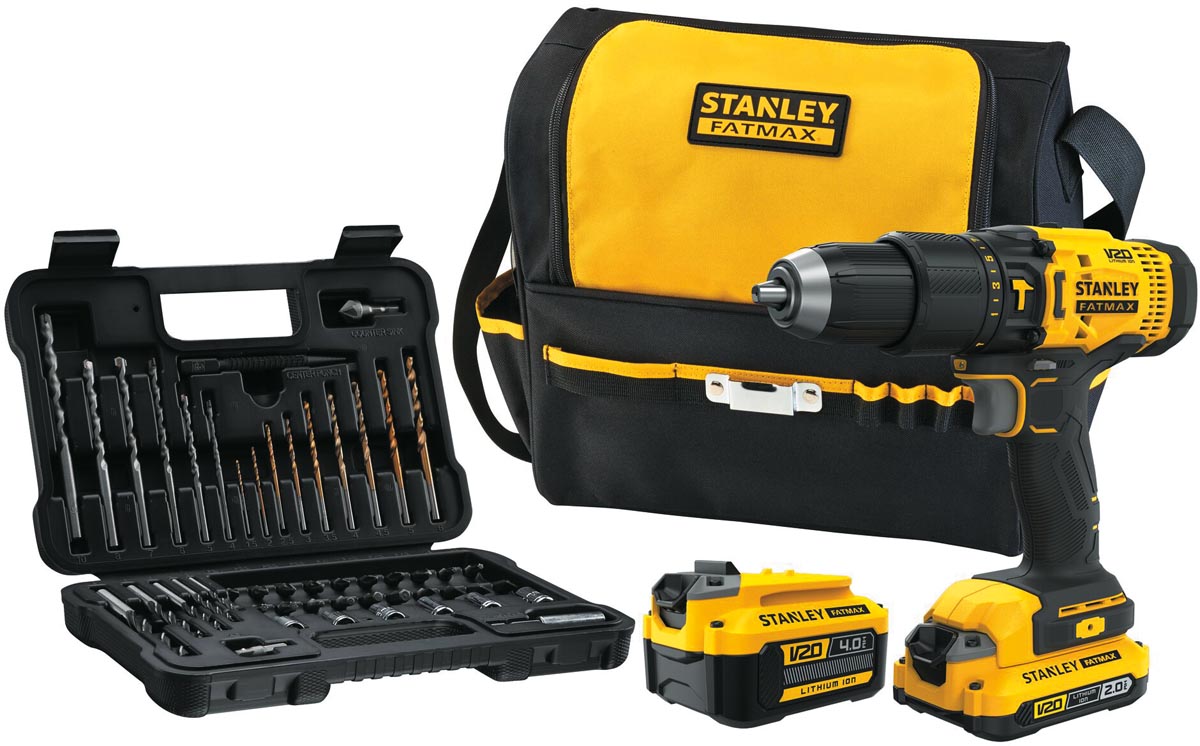 Stanley - Tournevis Fatmax 18V, avec 2 piles, sac souple et jeu d'accessoires de 50 pièces