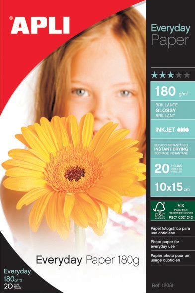 Apli - Fotopapier Everyday ft 10 x 15 cm, 180 g, Packung mit 20 Blatt