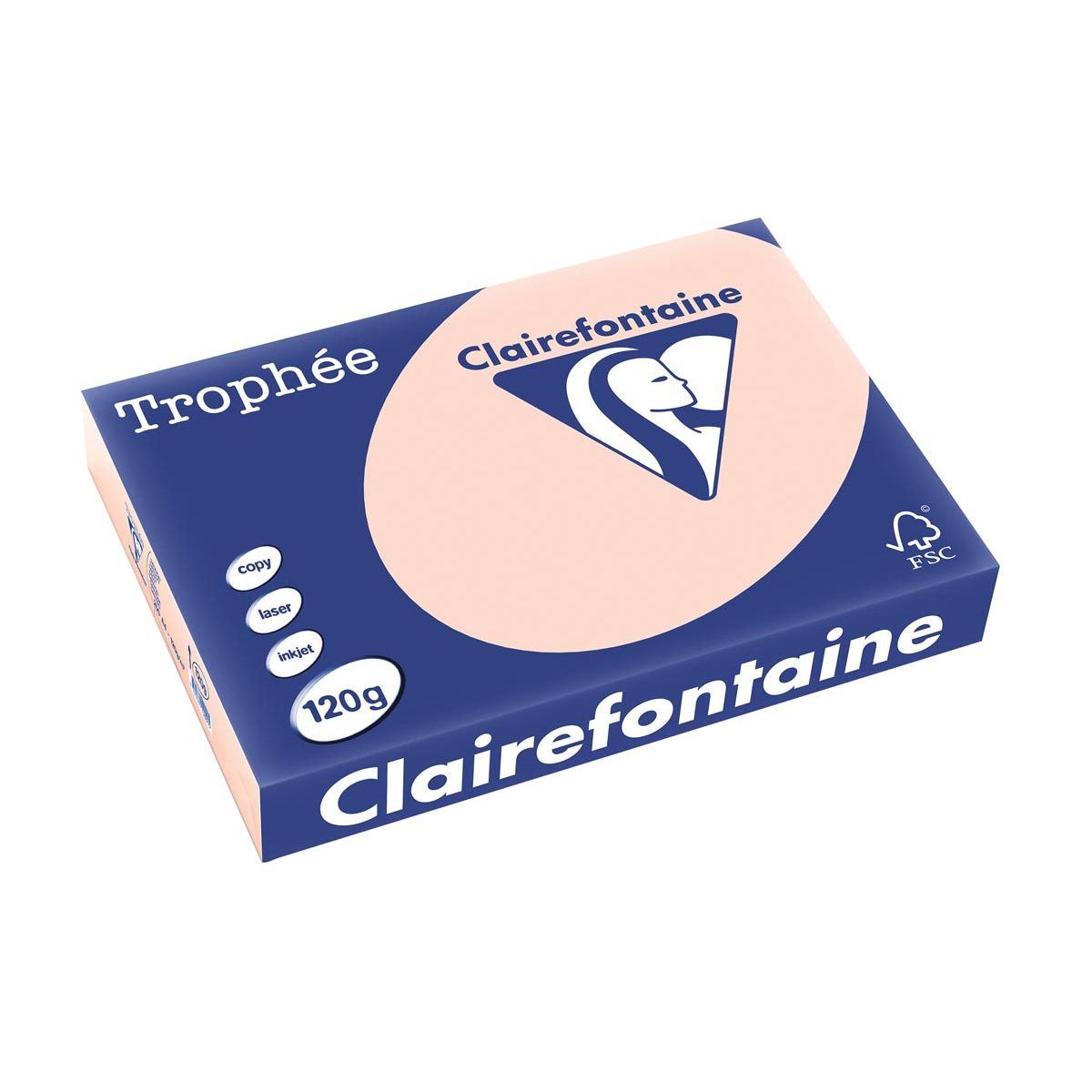 Clairefontaine - Trophée tel, papier coloré, A4, 120 g, 250 feuilles, saumon