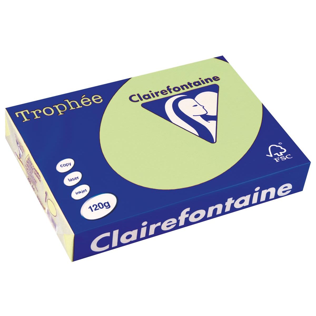 Clairefontaine - Trophée tel, papier coloré, A4, 120 g, 250 feuilles, vert