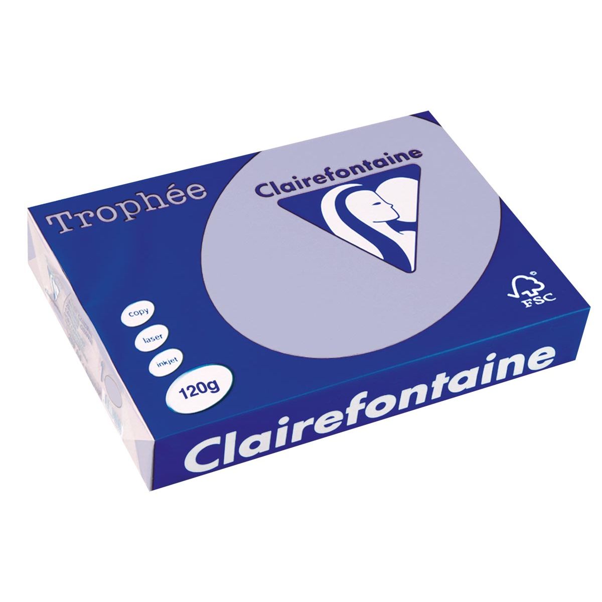 Clairefontaine - Trophée tel, papier coloré, A4, 120 g, 250 feuilles, bleu lavande