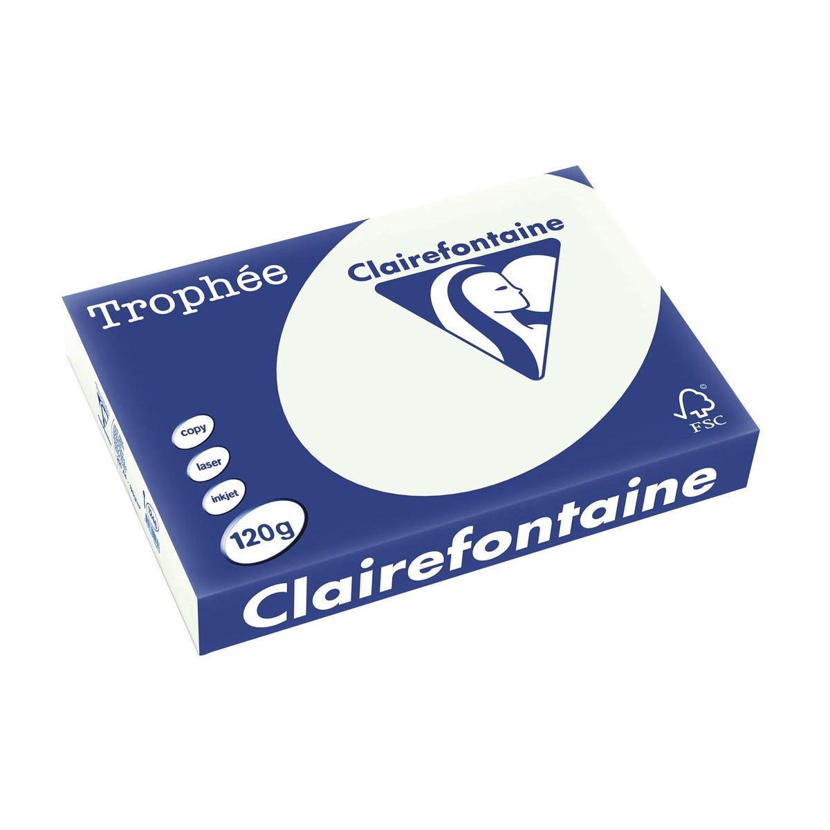 Clairefontaine - Trophée tel, farbiges Papier, A4, 120 g, 250 Blatt, hellgrün