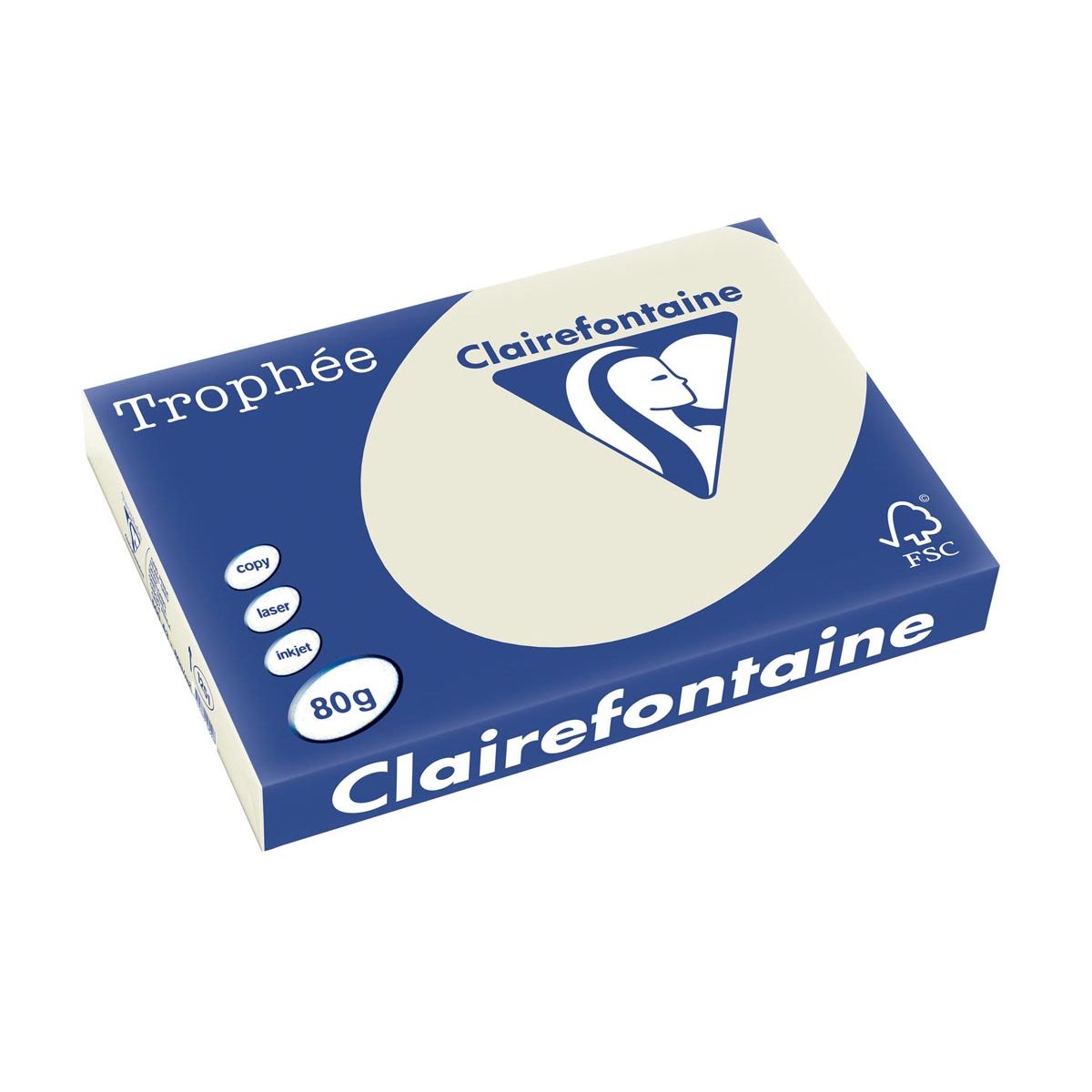 Clairefontaine - Trophée tel, gekleurd papier, A3, 80 g, 500 vel, parelgrijs