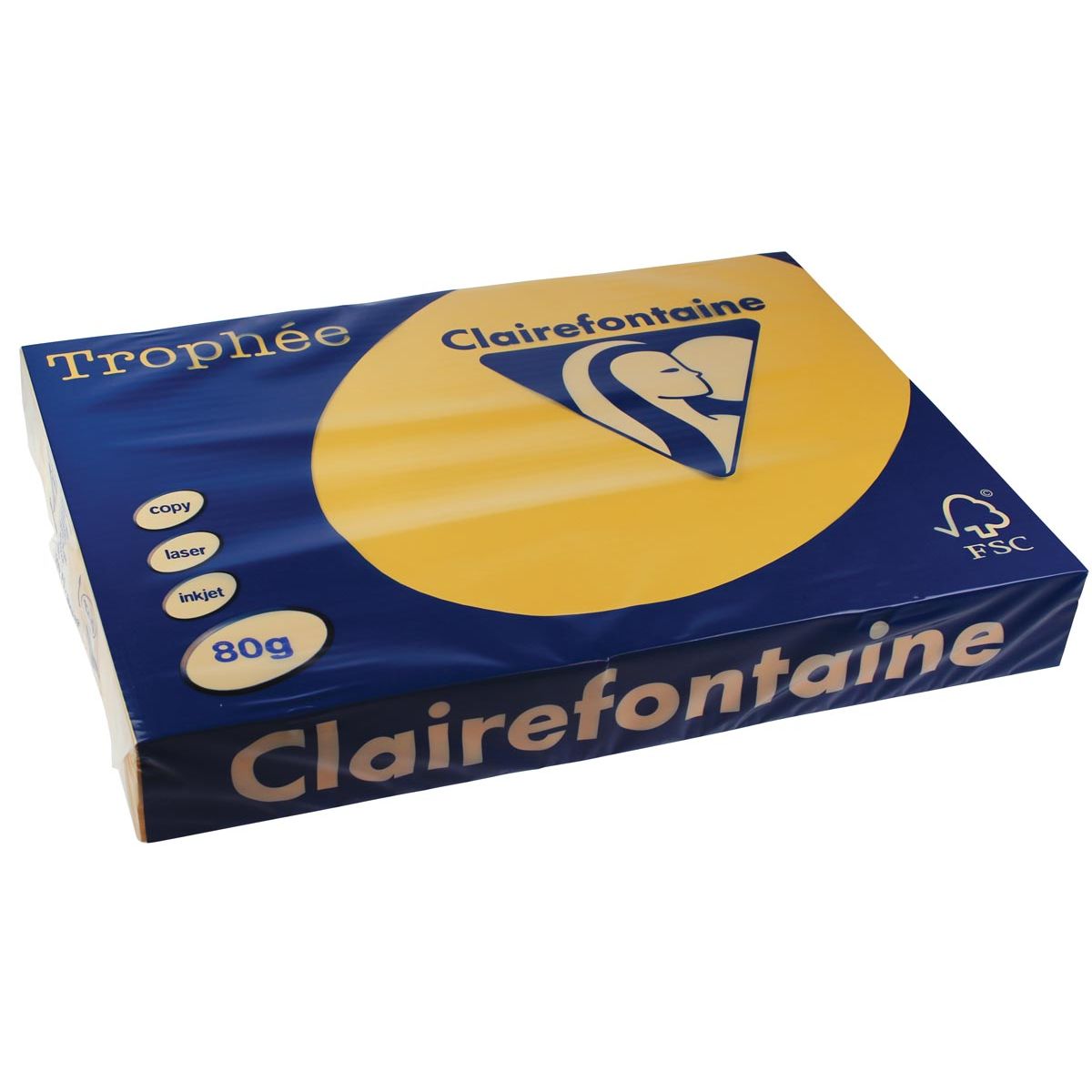 Clairefontaine - Trophée tel, papier coloré, A3, 80 g, 500 feuilles, jaune doré