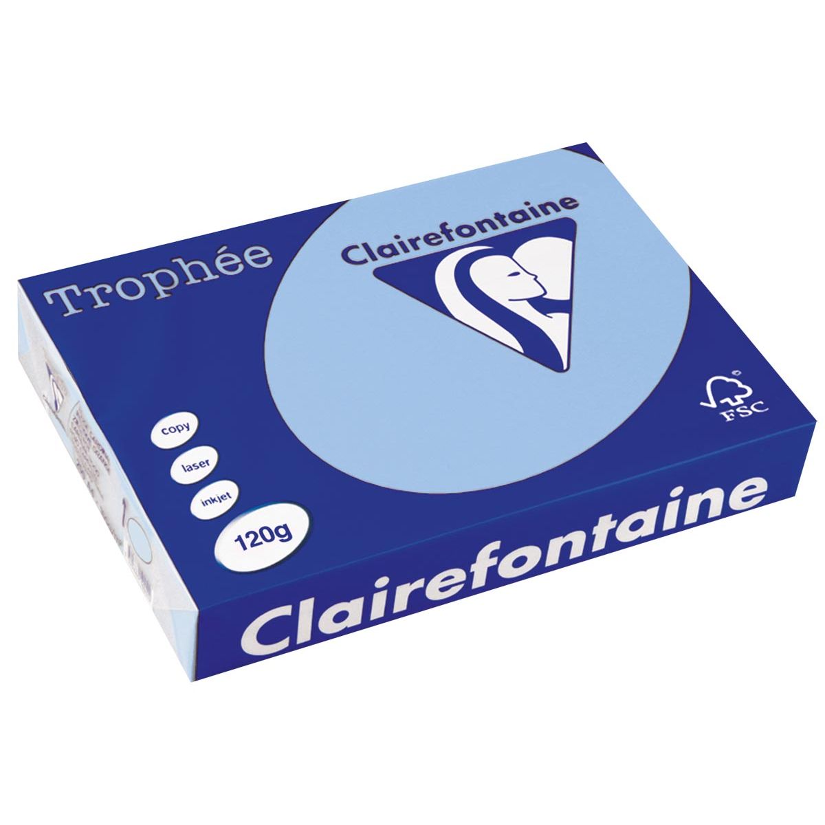 Clairefontaine - Trophée tel, papier coloré, A4, 120 g, 250 feuilles, bleu vif