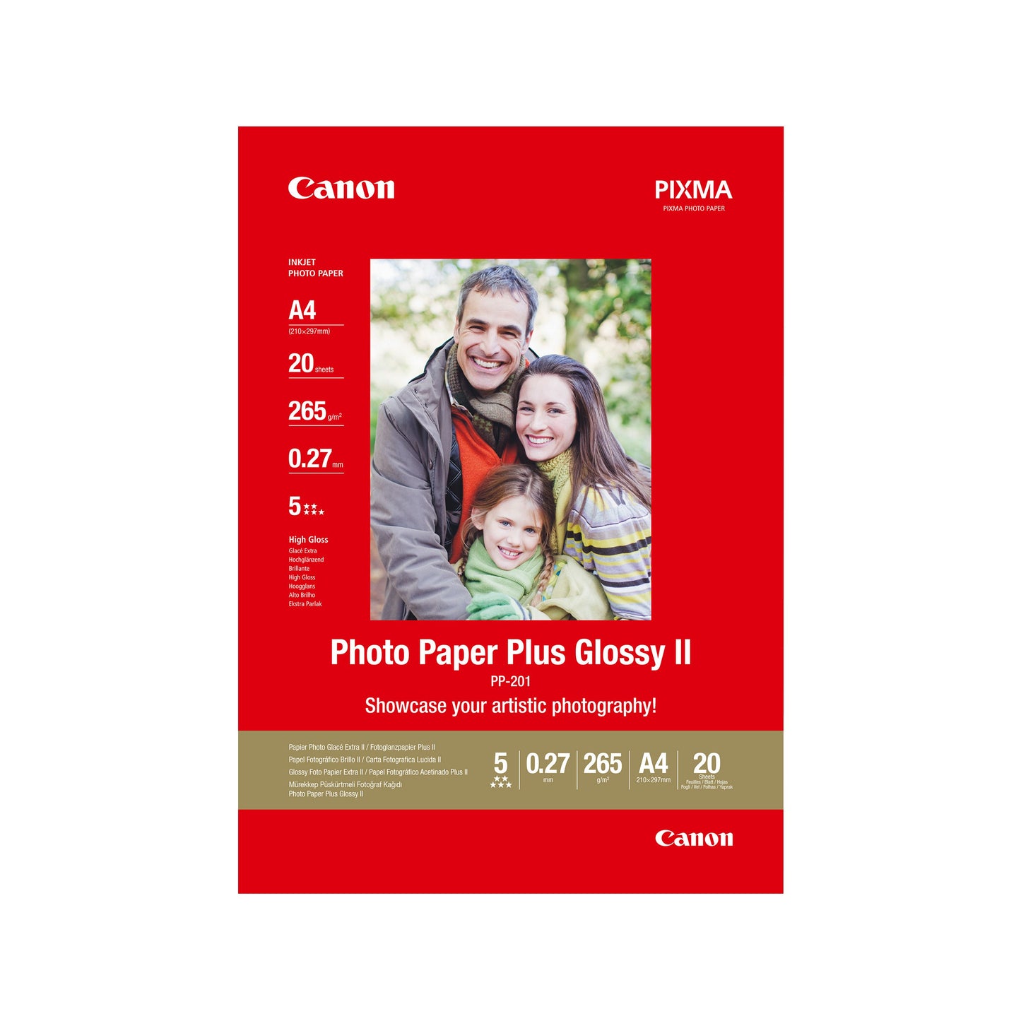 Canon - Papier jet d'encre PP-201 A4 260gr brillant 20 feuilles