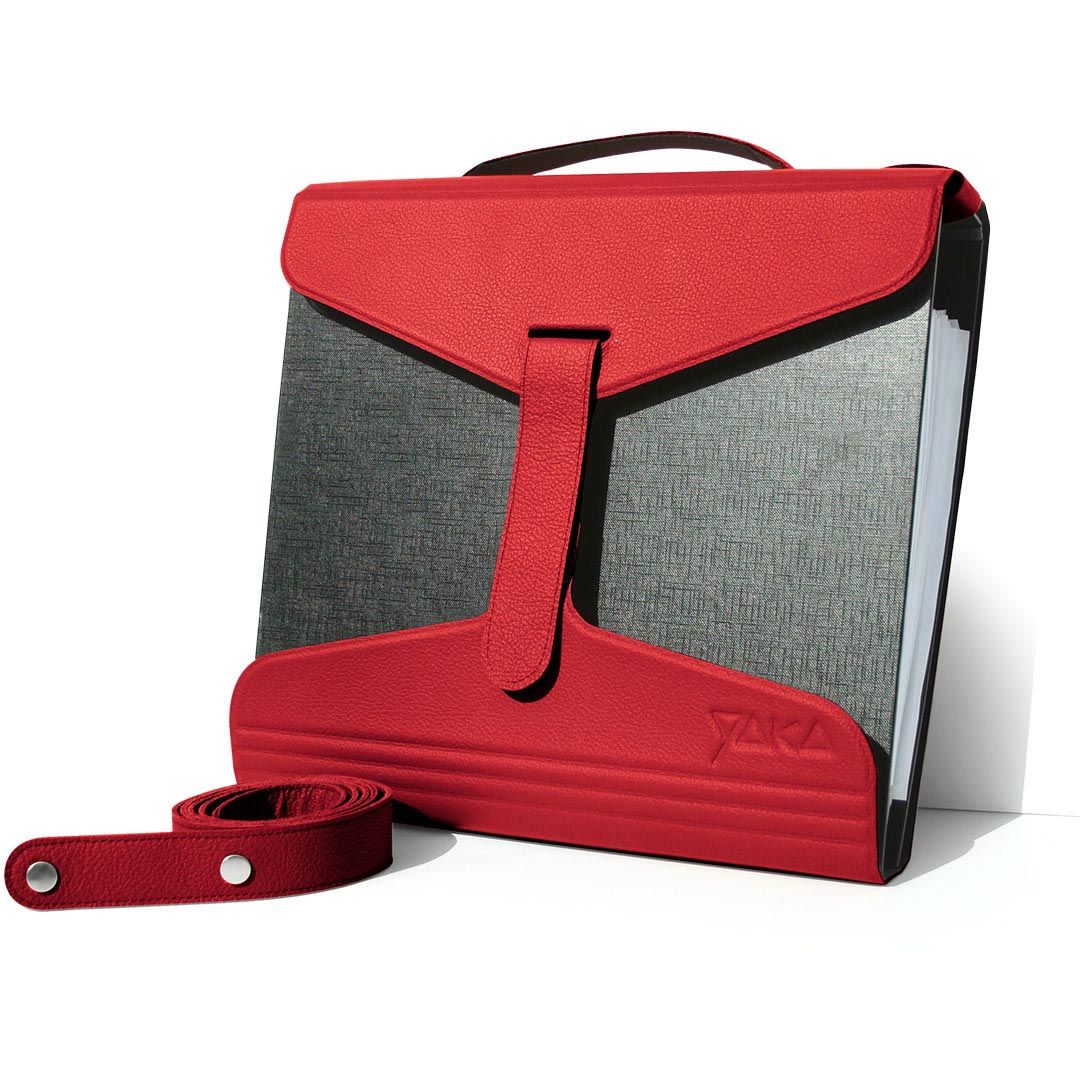 YAKA - Ordnerträger, rotes Leder