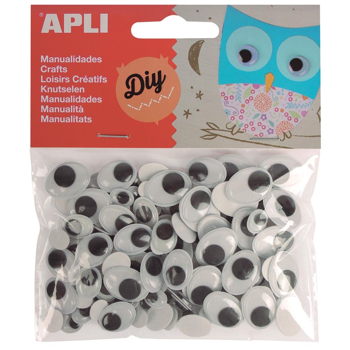 Apli - yeux artisanaux autocollants, ovales, blister de 100 pièces