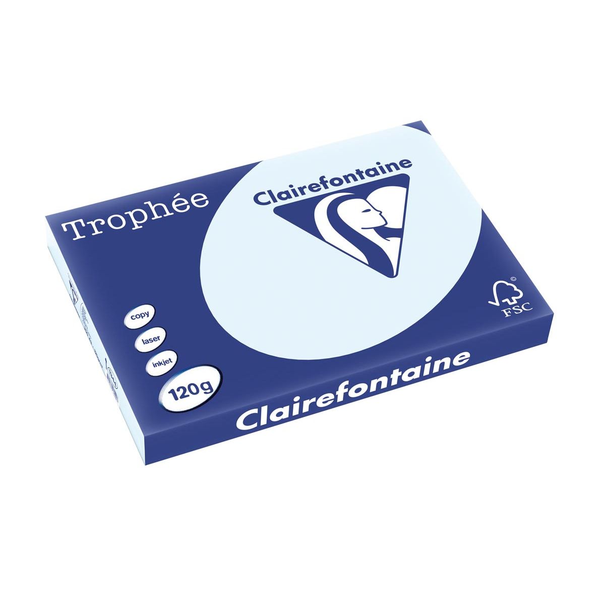 Clairefontaine - Trophée tel, papier coloré, A3, 120 g, 250 feuilles, bleu azur