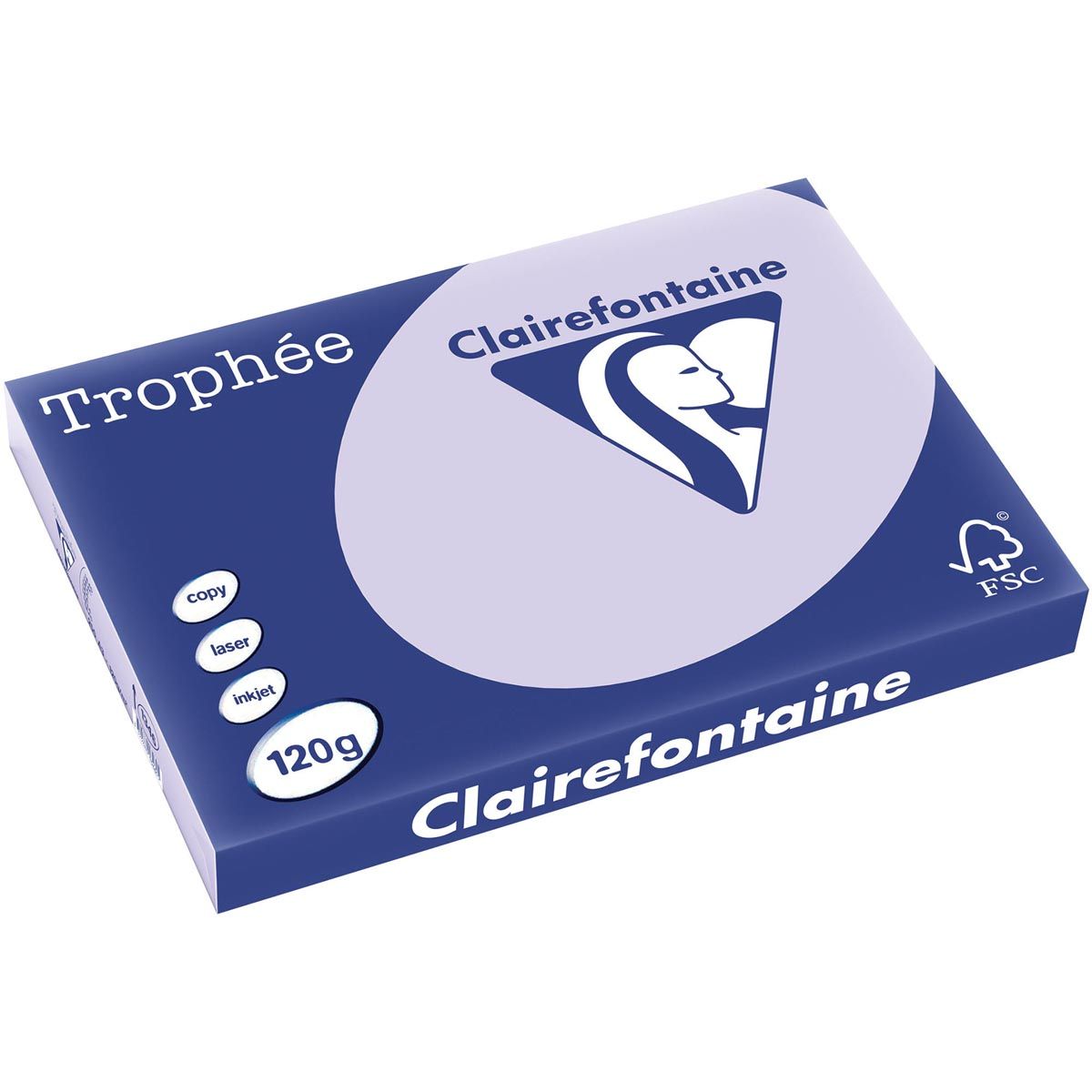 Clairefontaine - Trophée tel, papier coloré, A3, 120 g, 250 feuilles, lilas