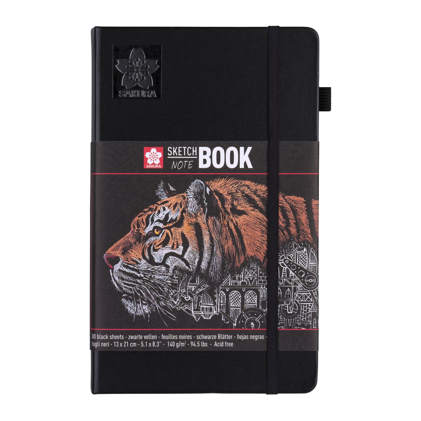Sakura - Skizzenbuch 80 schwarze Blätter 140gr 130x210mm schwarz | 5 Stück
