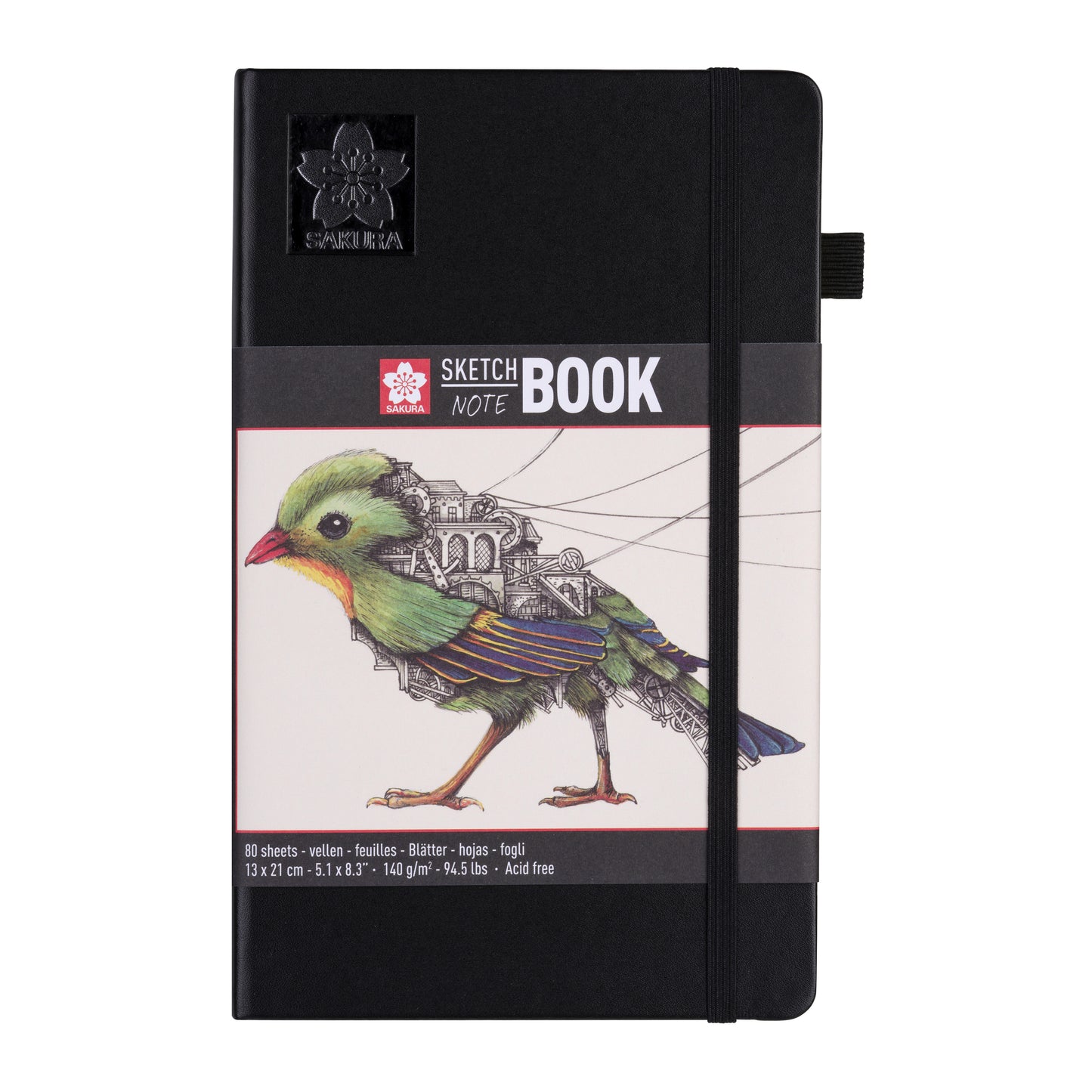 Sakura - Carnet de croquis 80 feuilles blanches 140gr 130x210mm noir