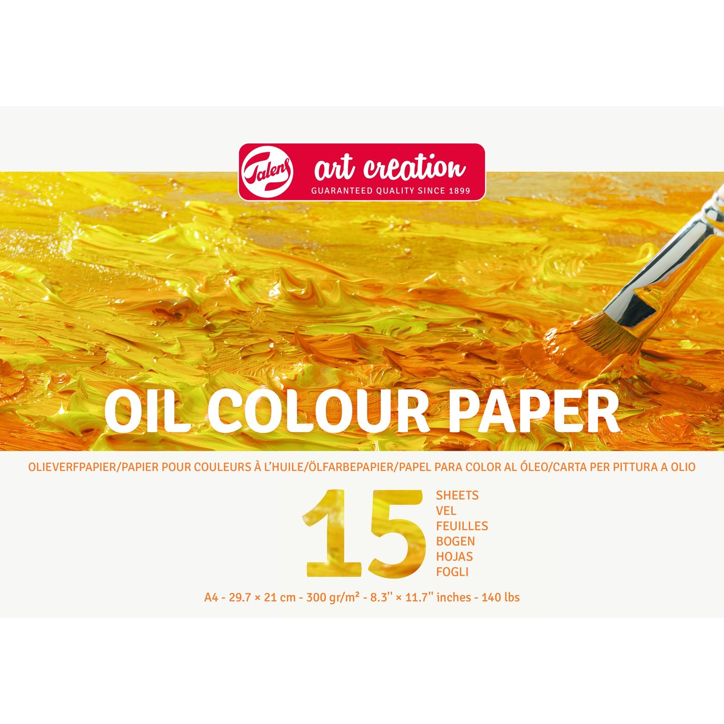 Talens Art Creation - Papier peinture à l'huile Art Creation 15 feuilles blanches 300gr A4 jaune