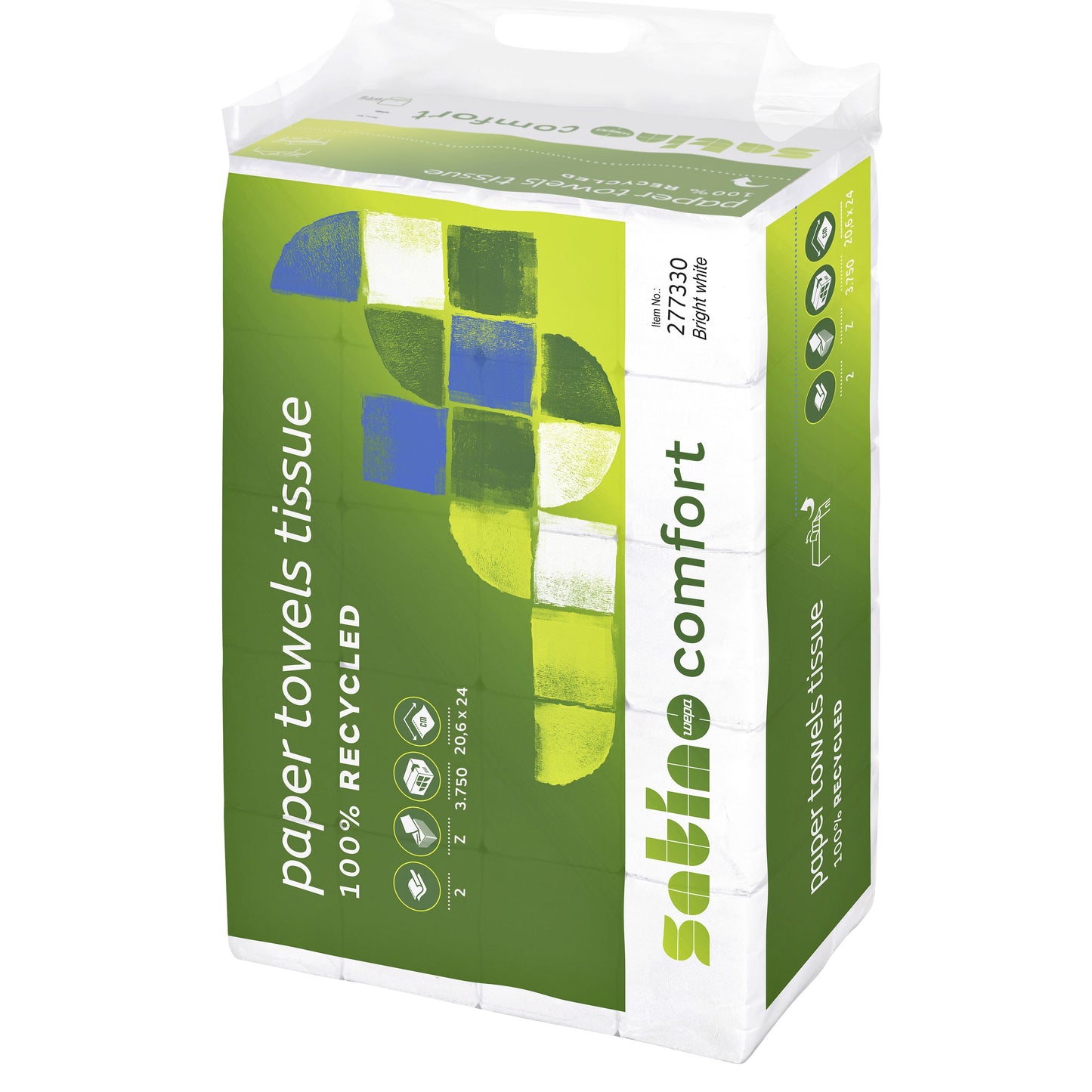 Satino by WEPA - Serviette Satino PT2 Comfort plié en Z 2 couches 206x240mm 25x150 feuilles blanc 277330