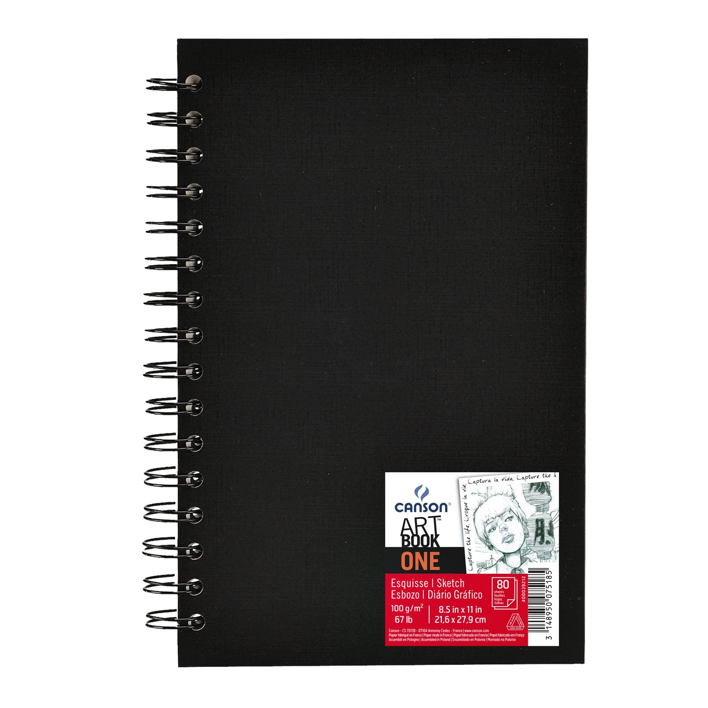 Canson - Sketchbook Art Book One spirale 80 feuilles 100gr 216x279mm blanc