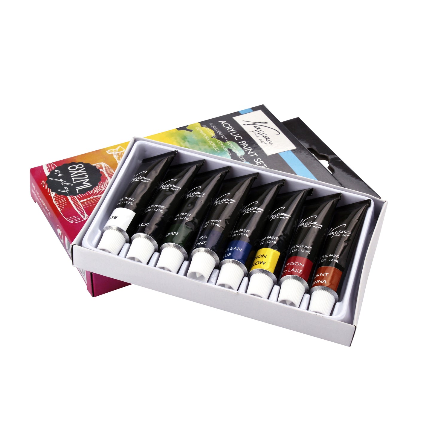 Nassau Art - Acrylfarben-Set mit 8 Farben | 12 Stück