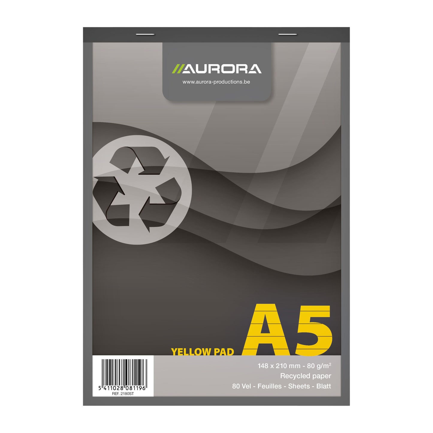 Aurora - Schrijfblok a5 lijn 80vel 80gr geel
