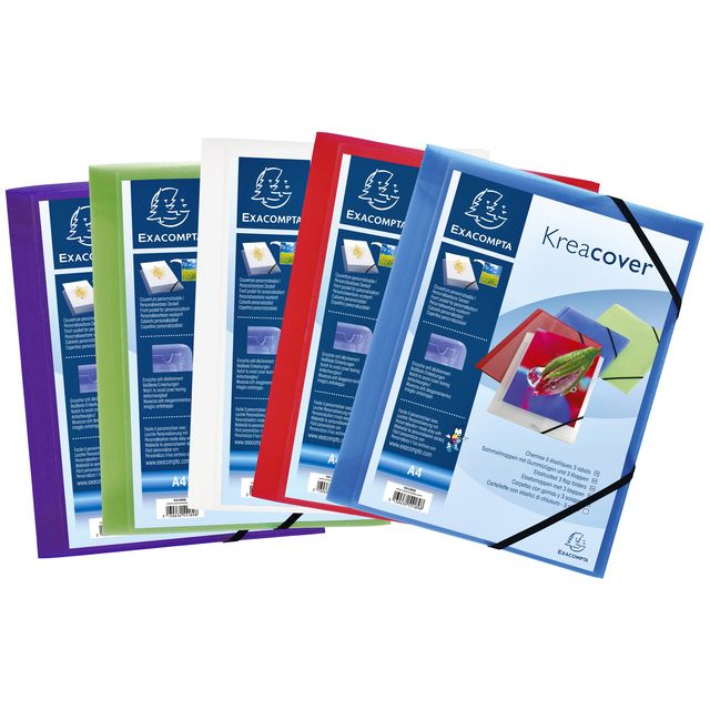 Exacompta - Elastomap kreacover a4 3 klep pp assorti