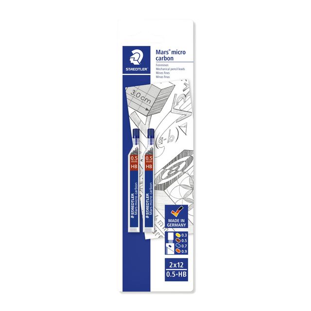 Staedtler - Mine de crayon Carbon Micro 0.5mm HB blister 2 pièces