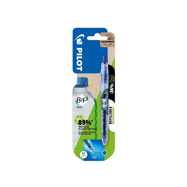 Pilot - Gel Writer Begreen B2P bleu moyen blister de 1 pièce