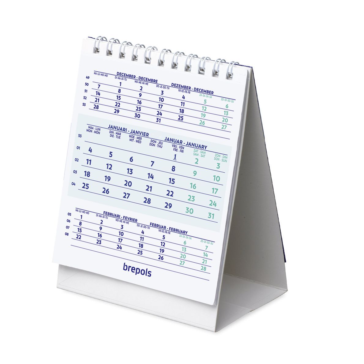 Brepols - Calendrier de bureau 3 mois 2026 10,5x13cm