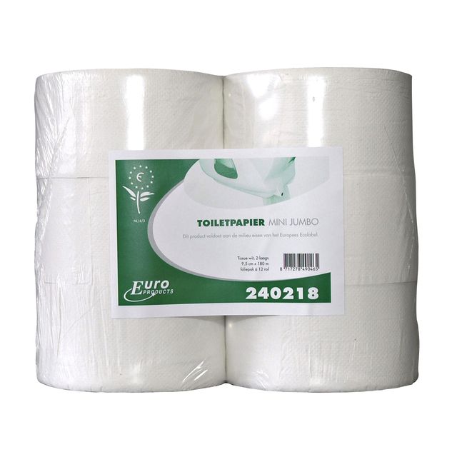 Euro Products - Toiletpapier Products Q5 jumbo klein recycled 2-laags 180m wit ..