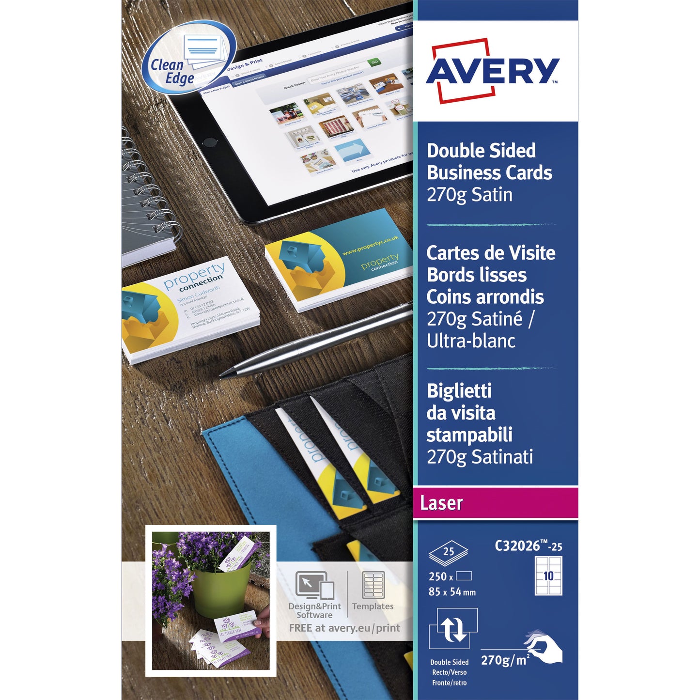 Avery - Visitekaart c32026 2-zijdig 85x54 100st