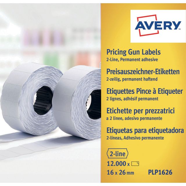 Avery - Prijsetiket PLP1626 16mmx26mm permanent wit