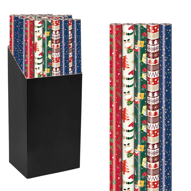 Klika - Geschenkpapier Kerst Mix, 70 cm x 2 m, geassorteerde kleuren