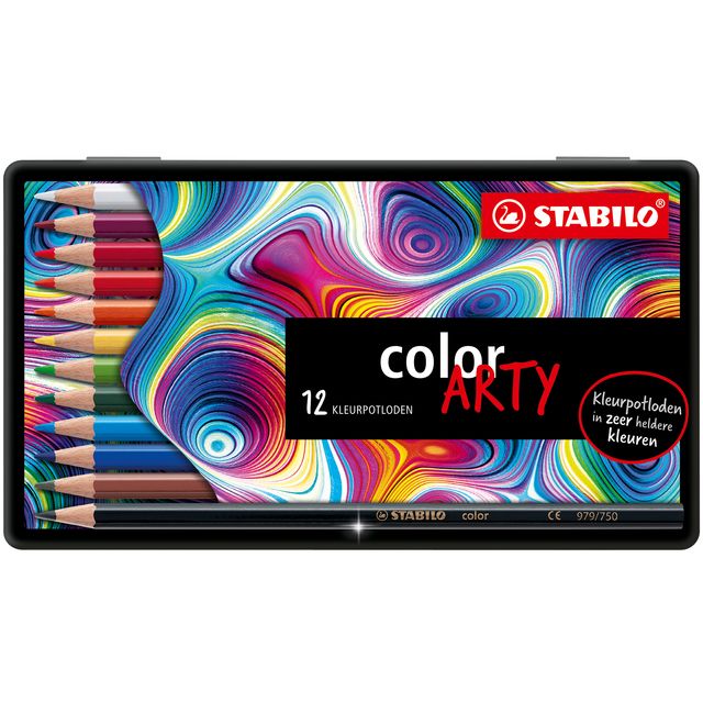 Stabilo - color, kleurpotlood, ARTY metalen etui met 12 kleuren
