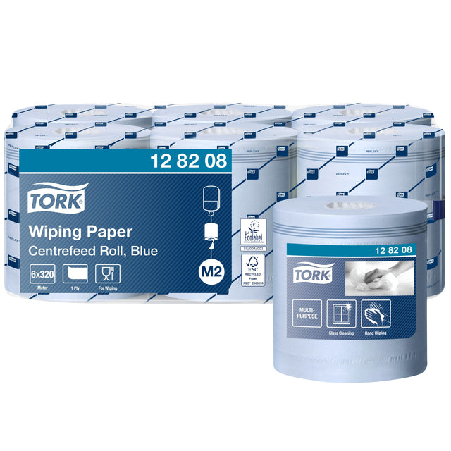 Tork - Papier nettoyant M2 Advanced 1 couche 320m bleu 128208 | 36 pièces