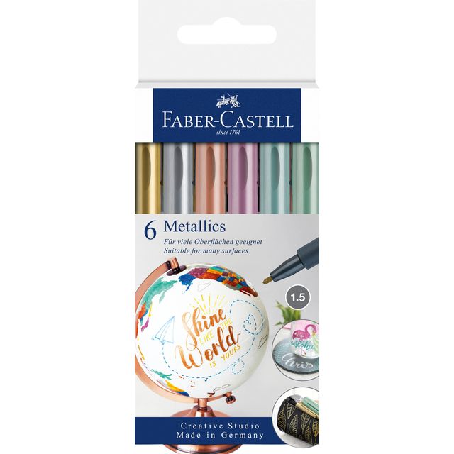 Faber Castell - Viltstift Faber-Castell metallic assorti blister à 6 stuks