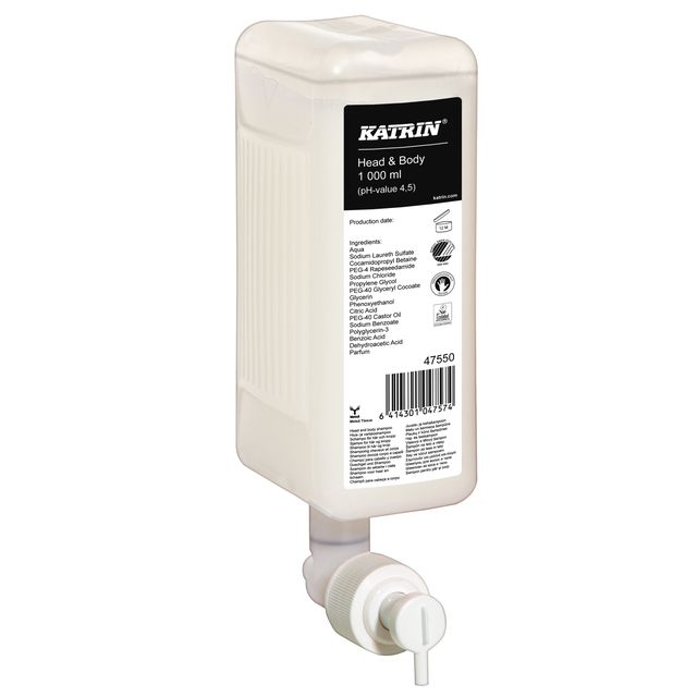 Katrin - Handzeep Head Body vloeibaar 1000ml 47550 | 6 stuks