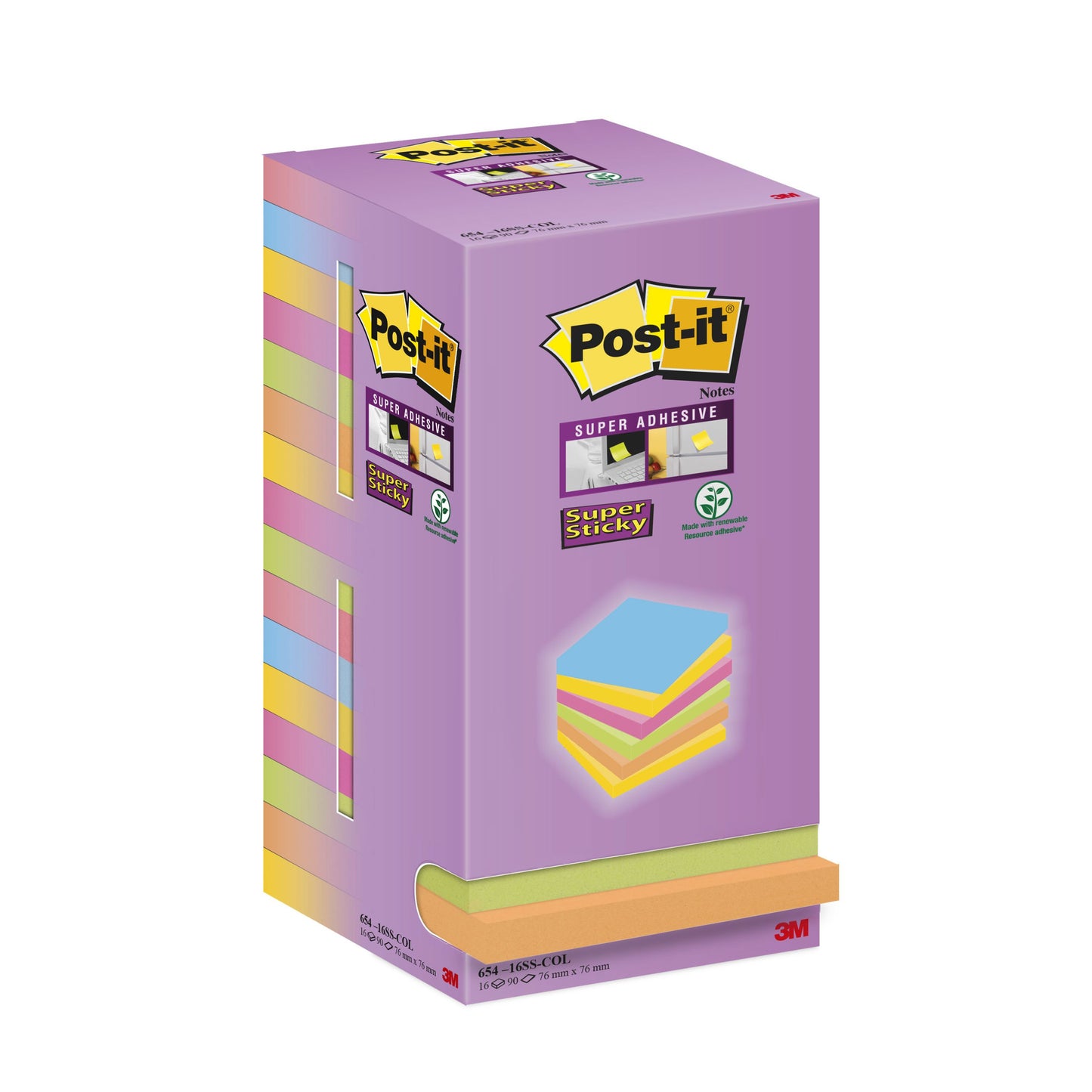 Post-it - Notizblock super klebrig 654 76x76mm Farbe | 10 Stück