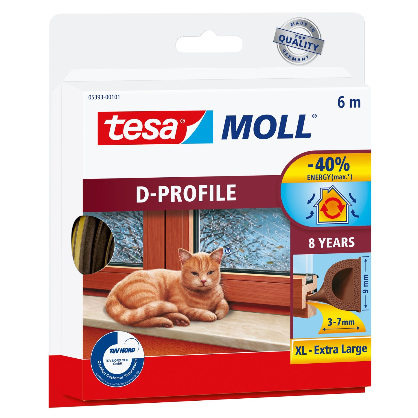 Tesa - Coupe-froid moll® profil D caoutchouc 6mx9mm marron