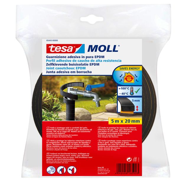 Tesa - Isolation pour tuyaux moll® Autocollante 5mx20mm noir