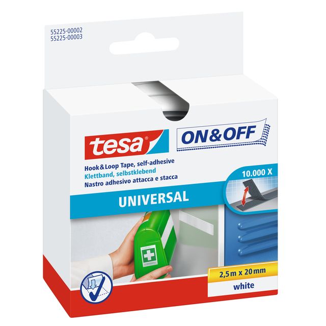 Tesa - Velcro ® On Off 250cmx20mm autocollant blanc