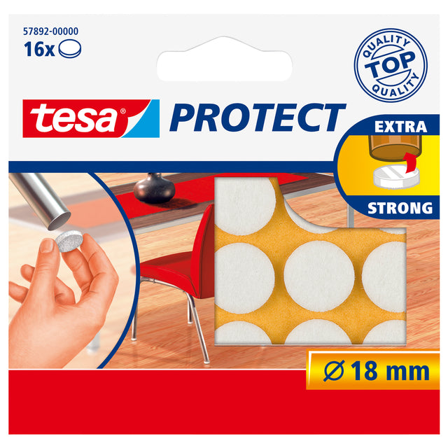 Tesa - Feutre de protection ® Protect anti-rayures Ø18mm blanc 16 pièces