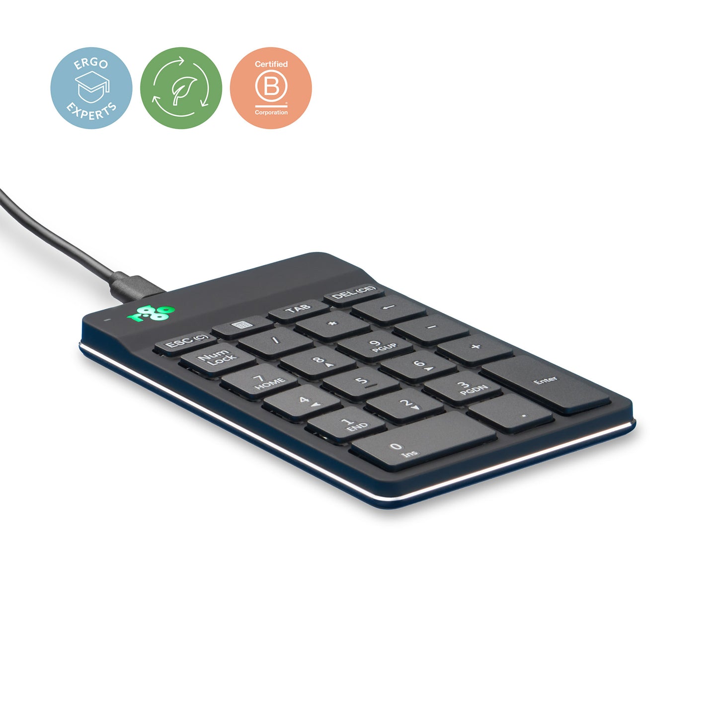 R-Go Tools - Numeriek toetsenbord R-Go Numpad Break, ergonomisch numeriek toetsenbord met pauzesoftware, bedraad, zwart