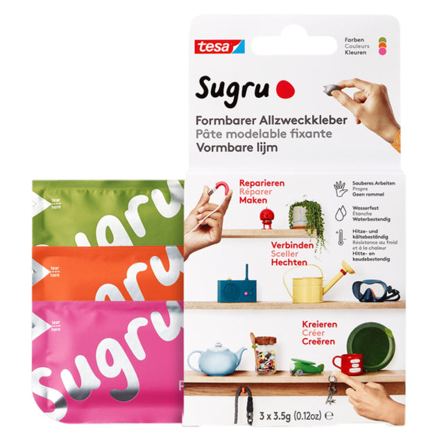 Sugru - Colle de loisir pétrissable by ® Colle universelle forte 3 paquets rose orange vert | 10 pièces