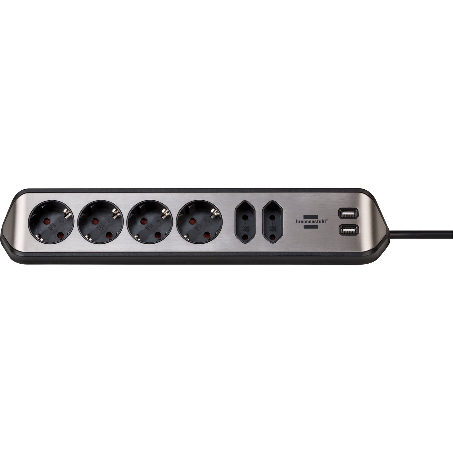 Brennenstuhl - Stekkerdoos estilo 6vdig usb 2m zwart | 6 stuks