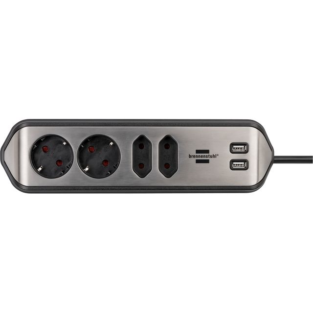 Brennenstuhl - Stekkerdoos estilo 4vdig usb 2m zwart
