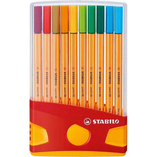 Stabilo - Fineliner Punkt 88 ColorParade Rollenset gelb/rot F ass 20 tlg | 10 Stück