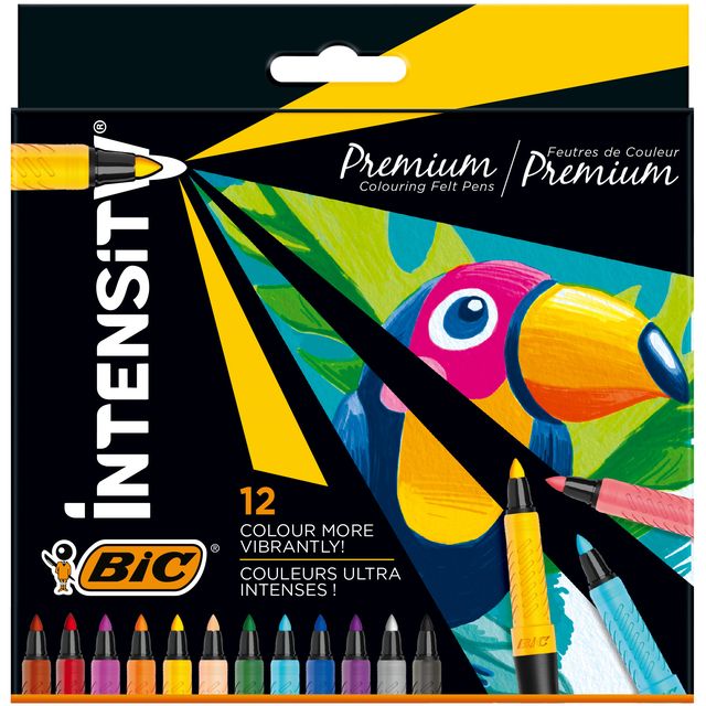 Bic - Marqueurs de couleur Intensité assortis étui de 12 pièces