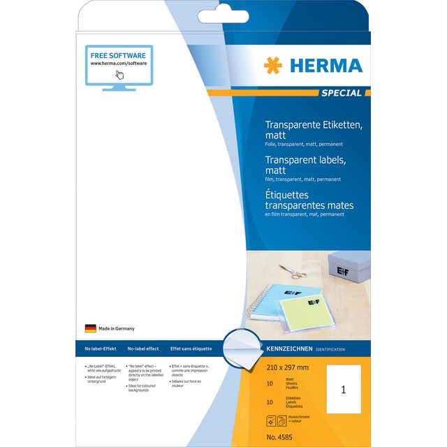 HERMA - Etiket 4585 210x297mm weerbestendig transparant mat 10 stuks