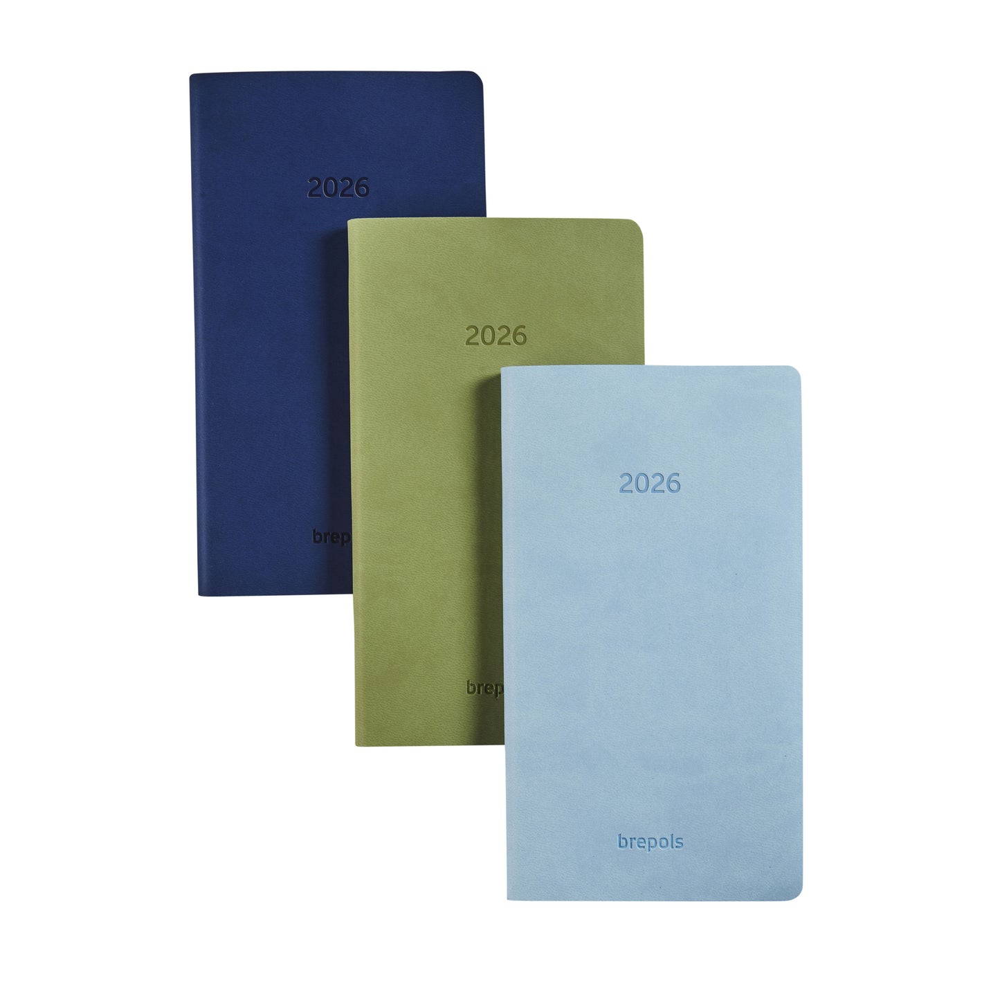 Brepols - Agenda 2026 Interplan Colora 7 jours/2 pages vert, bleu clair, bleu foncé