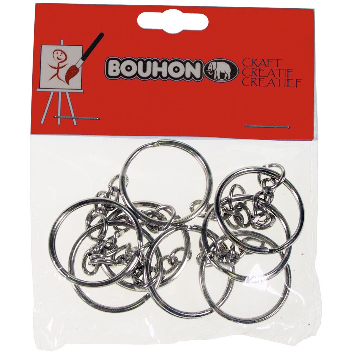Bouhon - sleutelring, 25 mm, blister van 8 stuks
