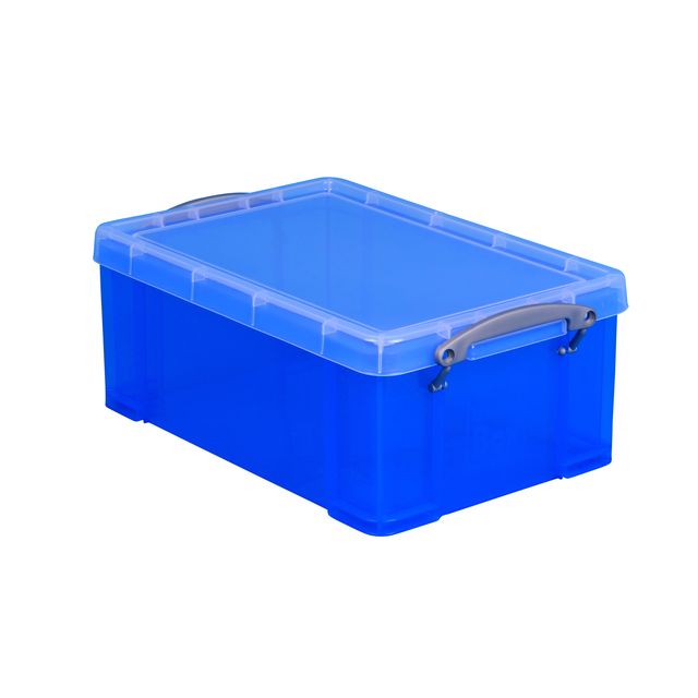 Really Useful Box - Boîte de rangement 9 litres 395x210x140mm bleu transparent