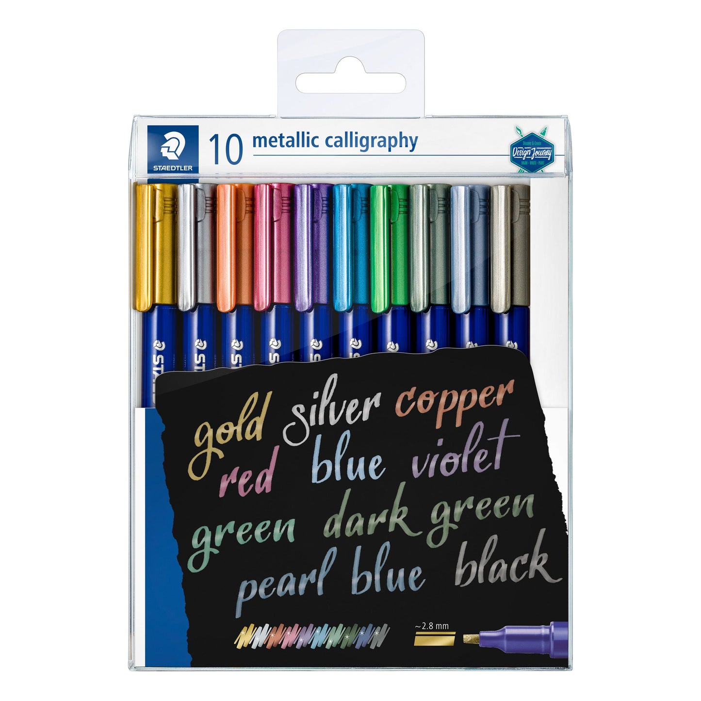 Staedtler - Stylo calligraphie étui métallique de 10 couleurs