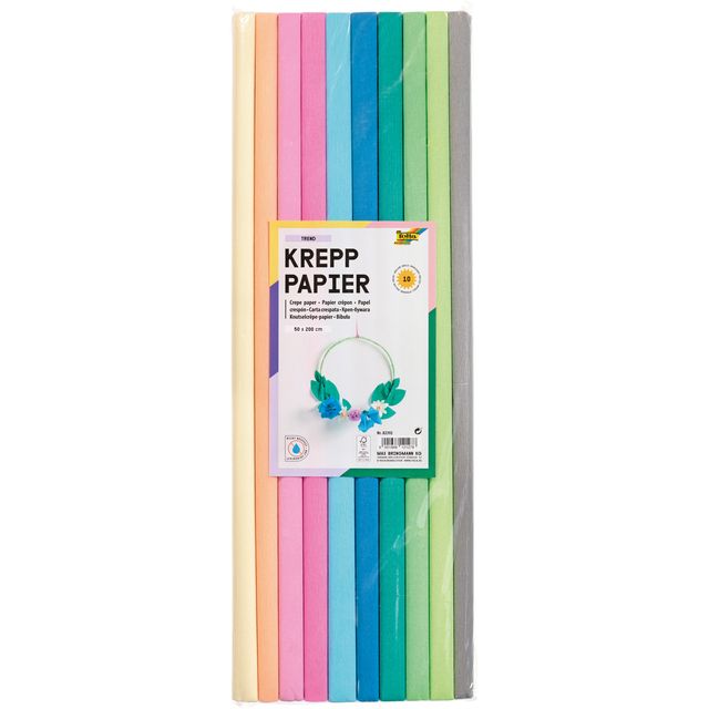 Folia Paper - Papier crépon Folia 50x200cm Tendance 10 couleurs | 10 pièces